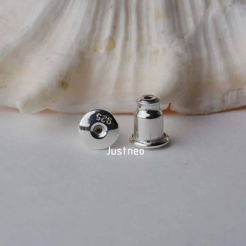 earnut,  solid 925 sterling silver earring backs,earring friction back stopper for stud earrings, 1 pair