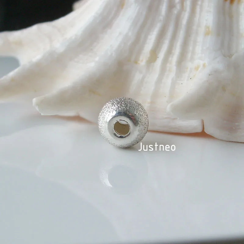 solid 925 Sterling Silver stardust round beads with flat edges,jewelry components, wholesale