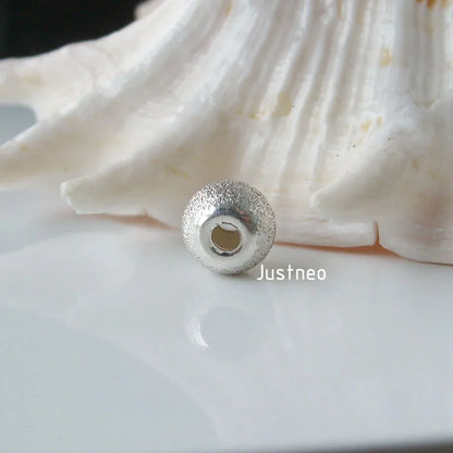 solid 925 Sterling Silver stardust round beads with flat edges,jewelry components, wholesale