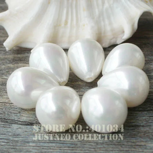 10pcs Shell Beads Drop-shaped White Half-drilled Pendant Bead