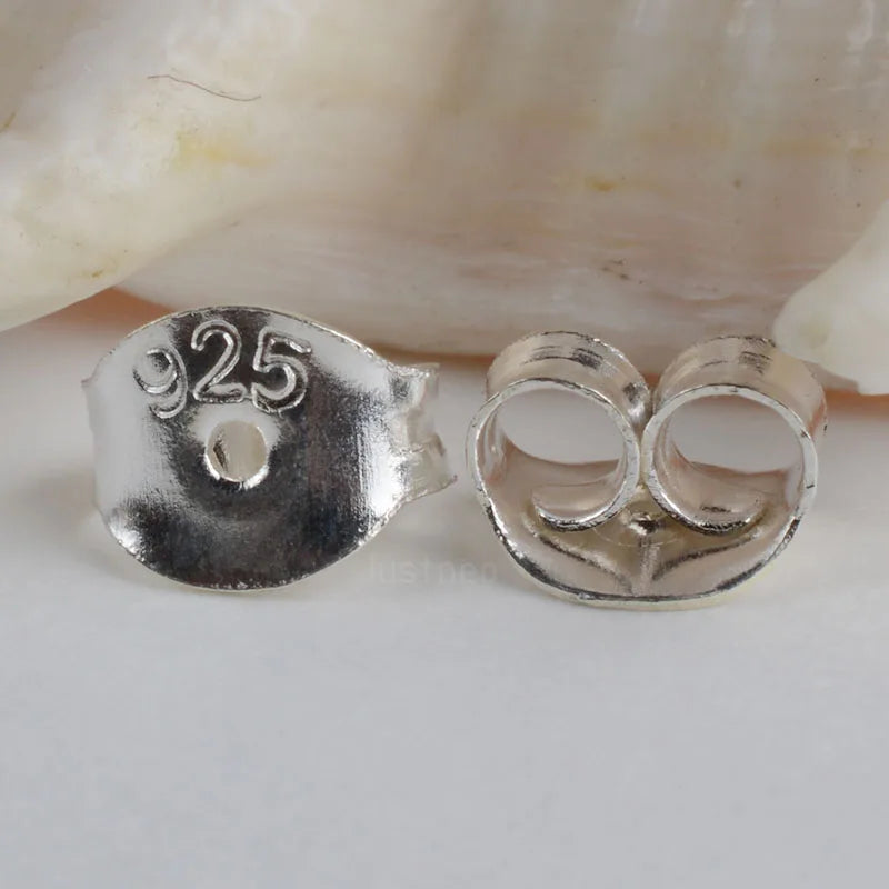earnut,6mm(plain silver) solid 925 sterling silver earring backs,earring friction butterfly back stopper for earstuds,1pair