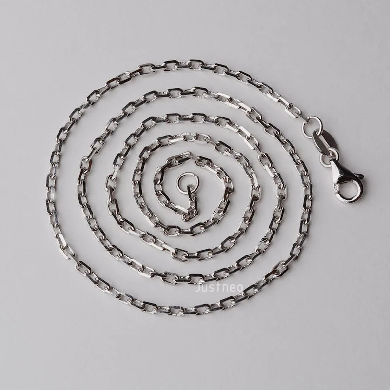 JustNeo solid 925 sterling silver oval cable chain necklace with rhodium plate 16-28inch,Basic Chains for Pendants