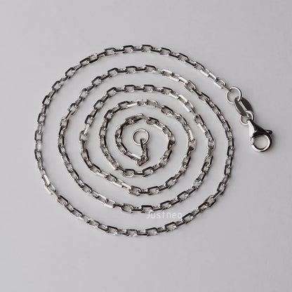JustNeo solid 925 sterling silver oval cable chain necklace with rhodium plate 16-28inch,Basic Chains for Pendants