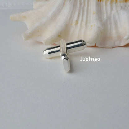Solid 925 Sterling Silver Cufflink Fitting Base Round Bar with U Arm Assembled, DIY components