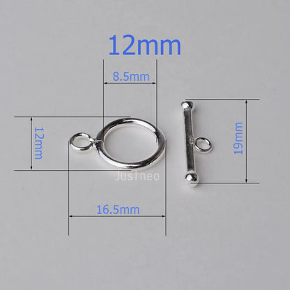 Solid 925 Sterling Silver Circle Toggle Clasp