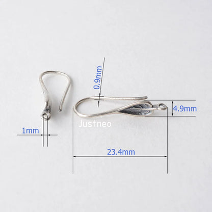 ear hook, solid 925 sterling silver leaves Shaped earring wire hooks, Thai Silver earring findings components, Jewelry DIY