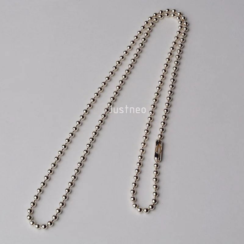JustNeo 925 Sterling Silver Ball Chain Necklace 15-28 Inch Basic Pendant Compatible Chain Jewelry Accessory