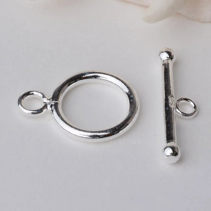 Solid 925 Sterling Silver Circle Toggle Clasp