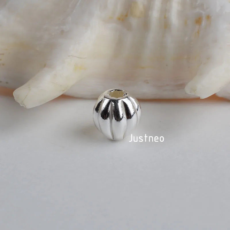 sterling silver beads,solid 925 sterling silver round corrugated spacer beads for necklace/bracelet jewelry, 1piece