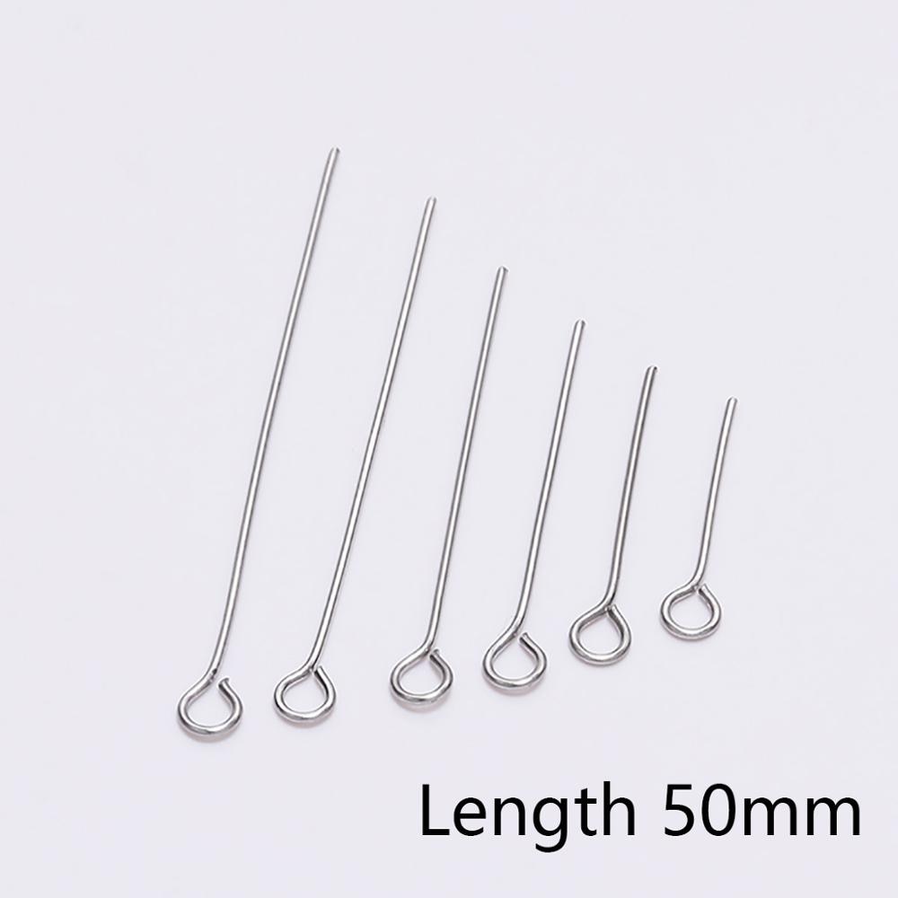 20-50mm Stainless Steel Eye Pins, 100pcs