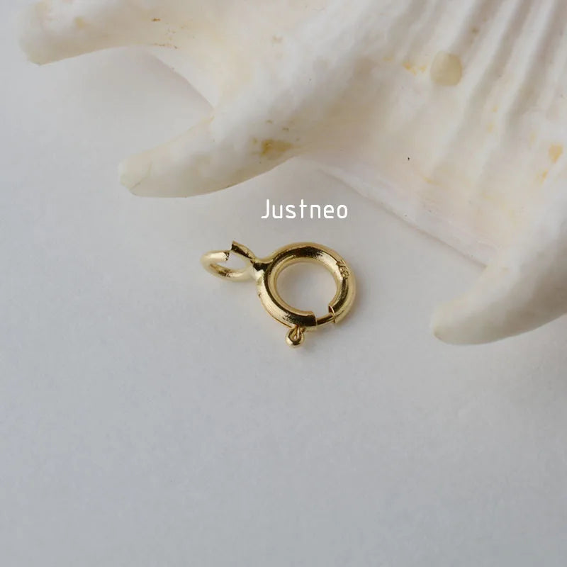 Solid 18k Karat Yellow Gold Spring Ring Clasp 5mm Au750 18ct Round Buckle for Necklace Jewelry Findings and Components