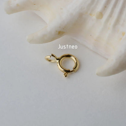 Solid 18k Karat Yellow Gold Spring Ring Clasp 5mm Au750 18ct Round Buckle for Necklace Jewelry Findings and Components