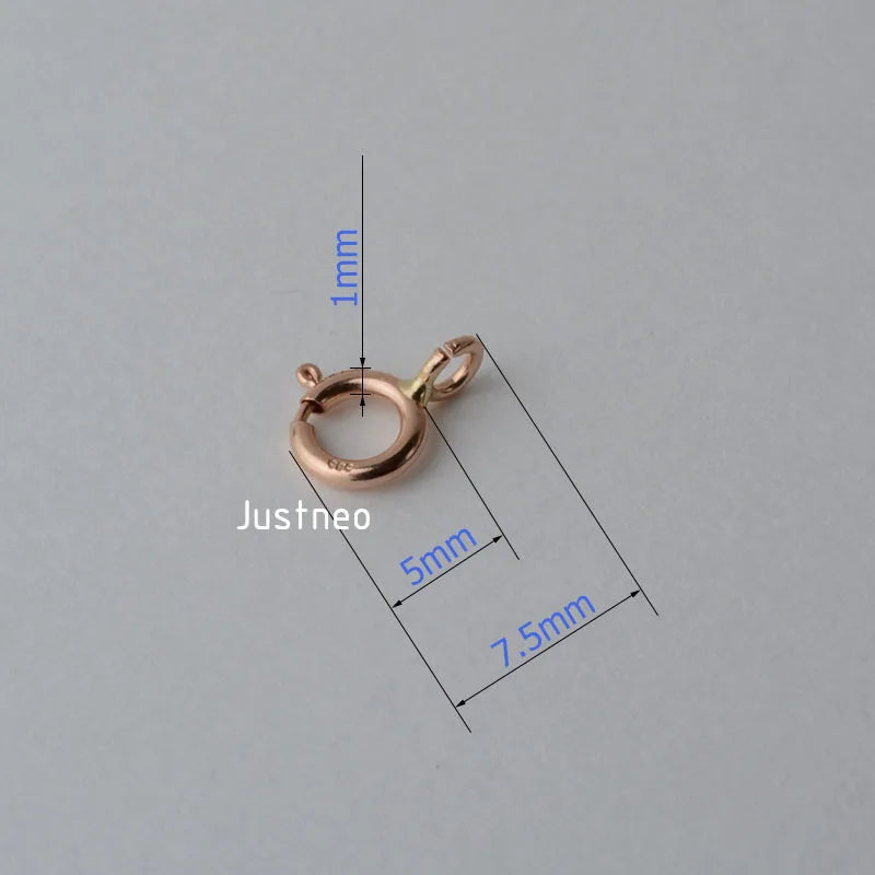 14k gold clasp,5mm solid 14karat yellow/rose gold spring ring buckle for pendant necklace bracelet gold jewelry diy making
