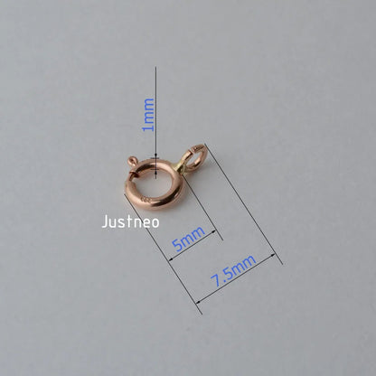 14k gold clasp,5mm solid 14karat yellow/rose gold spring ring buckle for pendant necklace bracelet gold jewelry diy making