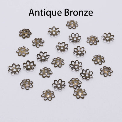 6mm Hollow Flower Metal Spacer Bead Caps, 600pcs
