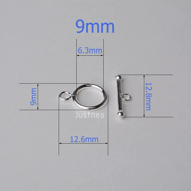Solid 925 Sterling Silver Circle Toggle Clasp