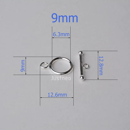 Solid 925 Sterling Silver Circle Toggle Clasp