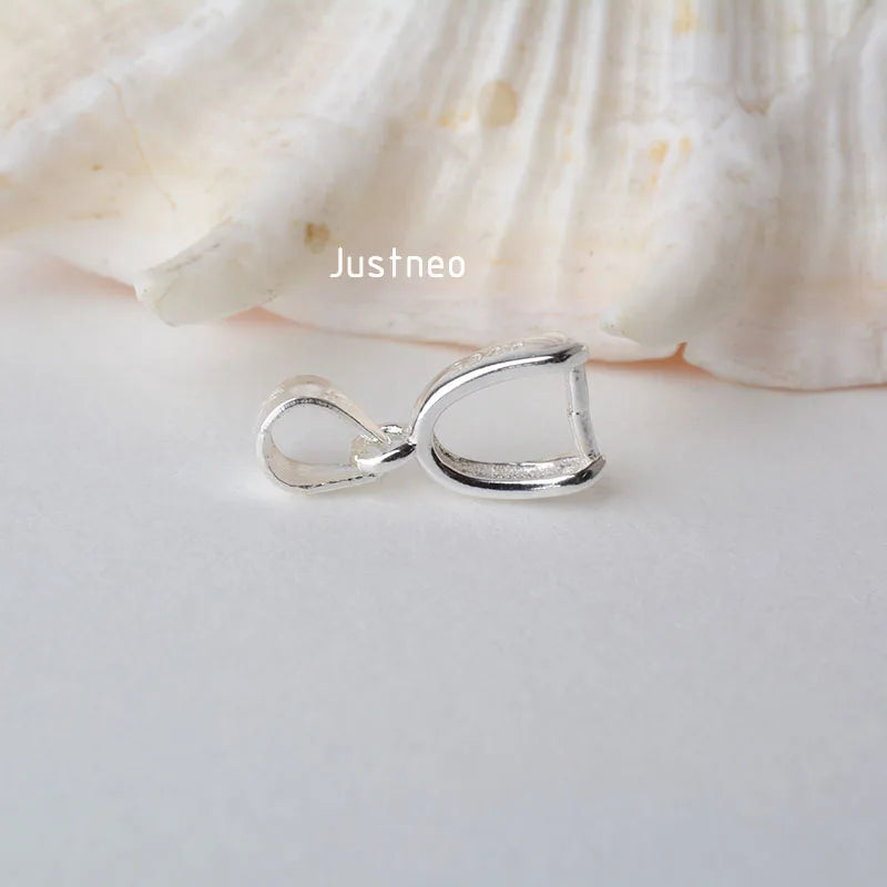 solid 925 sterling silver bail pendant clasp connector, pinch bail with ice-pick for necklace & pendant silver jewelry M