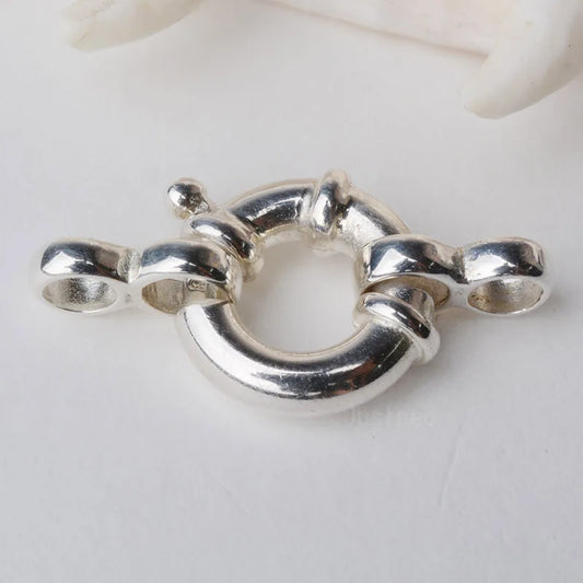 clasp,10mm 1-strand solid 925 sterling silver necklace clasps, springring nautical clasp with movable ring for necklace/bracelet