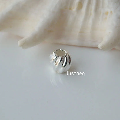sterling silver beads,solid 925 sterling silver round corrugated spacer beads for necklace/bracelet  jewelry, 1 piece