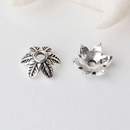 solid 925 sterling silver Leaves bead cap,Thai Silver spacer bead caps,jewelry diy silver findings/components