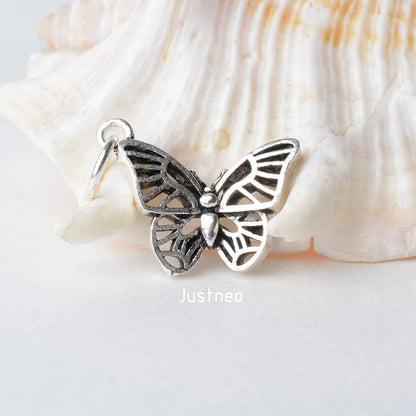 solid 925 Sterling Silver butterfly pendant charm, Thai Silver spacer bead charms for necklace & pendant  jewelry