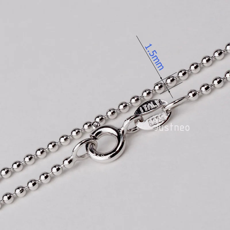 JustNeo Solid 925 Sterling Silver Ball Chain Necklace,Basic Chains for Pendants