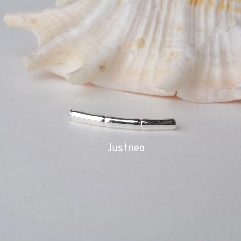 1piece, 2mm solid 925 sterling silver curved Bamboo tube spacer beads connector for necklace&pendant bracelet jewelry making