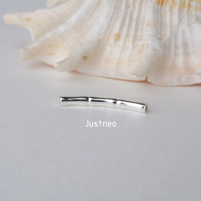 1piece, 2mm solid 925 sterling silver curved Bamboo tube spacer beads connector for necklace&pendant bracelet jewelry making