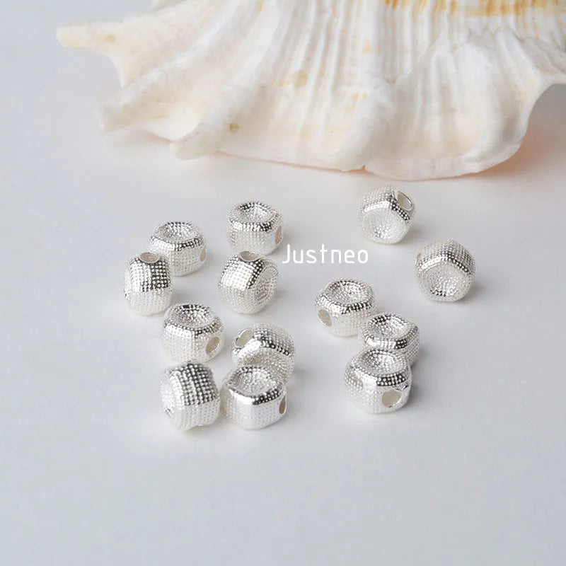 solid 925 sterling silver Pentagon charm beads, spacer loose bead with 1.6mm hole jewelry diy components accessories