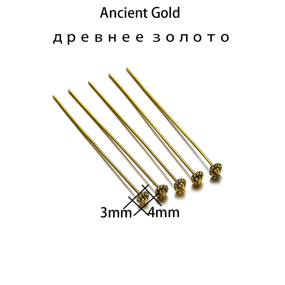 50mm Gold Flower Head Pins, 20pcs