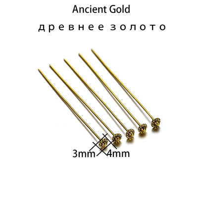 50mm Gold Flower Head Pins, 20pcs