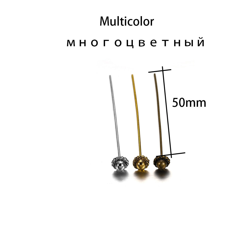 50mm Gold Flower Head Pins, 20pcs
