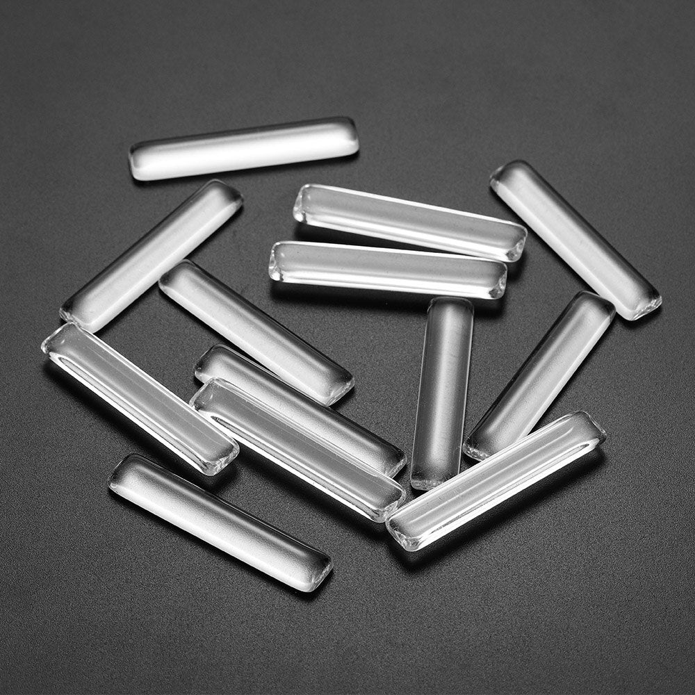 5 pièces de verre transparent rectangulaire à dos plat de 10x50mm