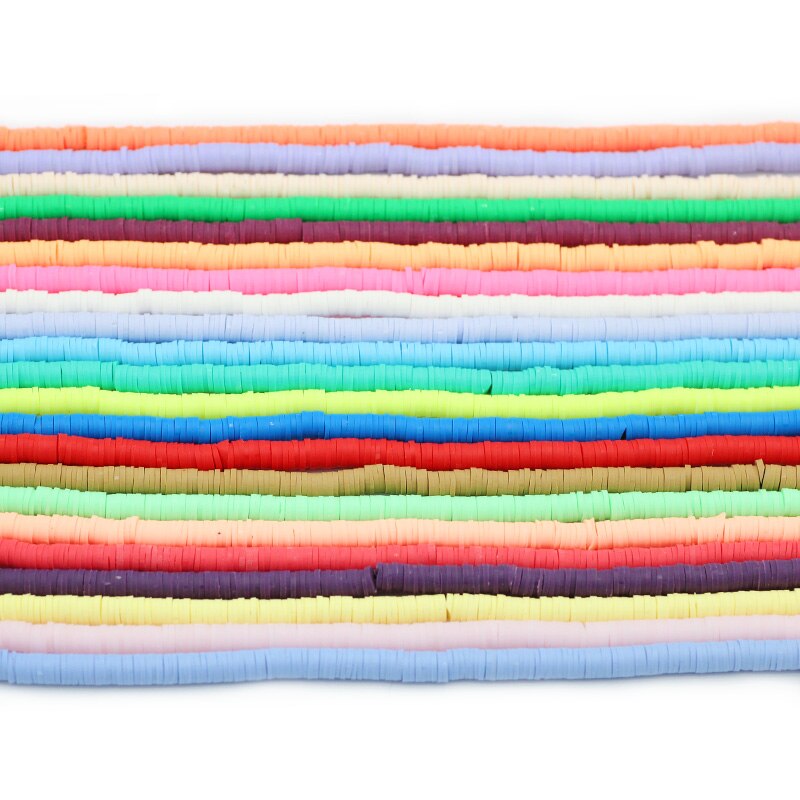 45 Colors 16" 6mm Flat Round Polymer Clay Beads