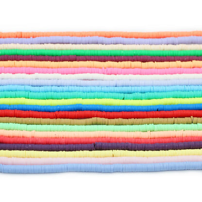 45 Colors 16" 6mm Flat Round Polymer Clay Beads