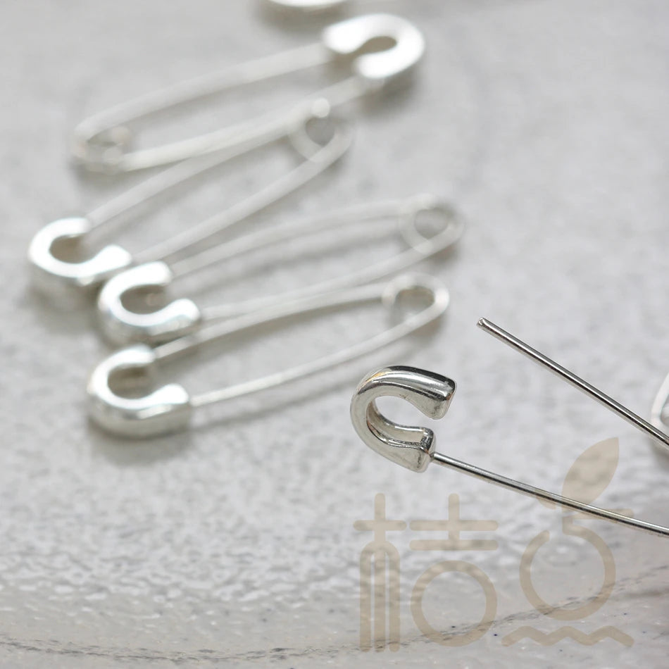 DIY Supply-One Piece 925 Sterling Silver Finding Safety Pin LInk- Earring Finding - 29mmx7.5mm (4109C)