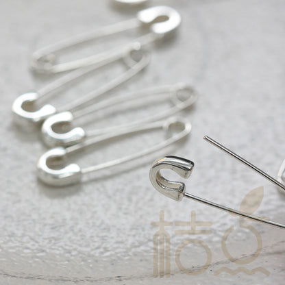 DIY Supply-One Piece 925 Sterling Silver Finding Safety Pin LInk- Earring Finding - 29mmx7.5mm (4109C)