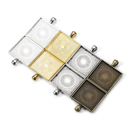 5pcs 25mm Gold Plated Square Cabochon Base