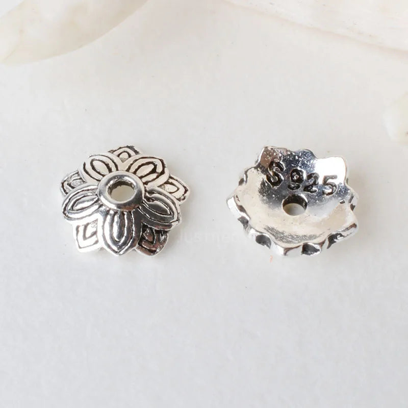 solid 925 sterling silver lotus bead cap,Thai Silver spacer bead caps,jewelry diy silver findings/components