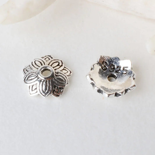 solid 925 sterling silver lotus bead cap,Thai Silver spacer bead caps,jewelry diy silver findings/components