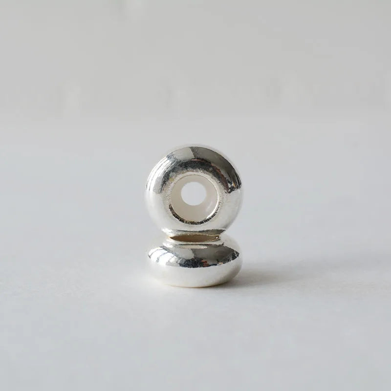 Solid 925 Sterling Silver Rubber Stopper Beads, Stopper Clip Beads Charms with Rubber inside fit Bracelets necklaces For Jewelry