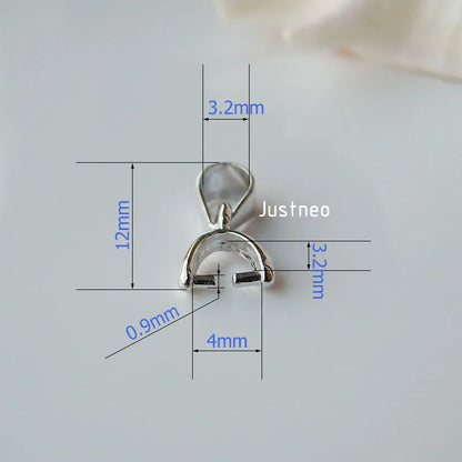 12mm solid 925 sterling silver bail pendant connector, pinch bail with ice-pick for necklace & pendant jewelry, 1 piece