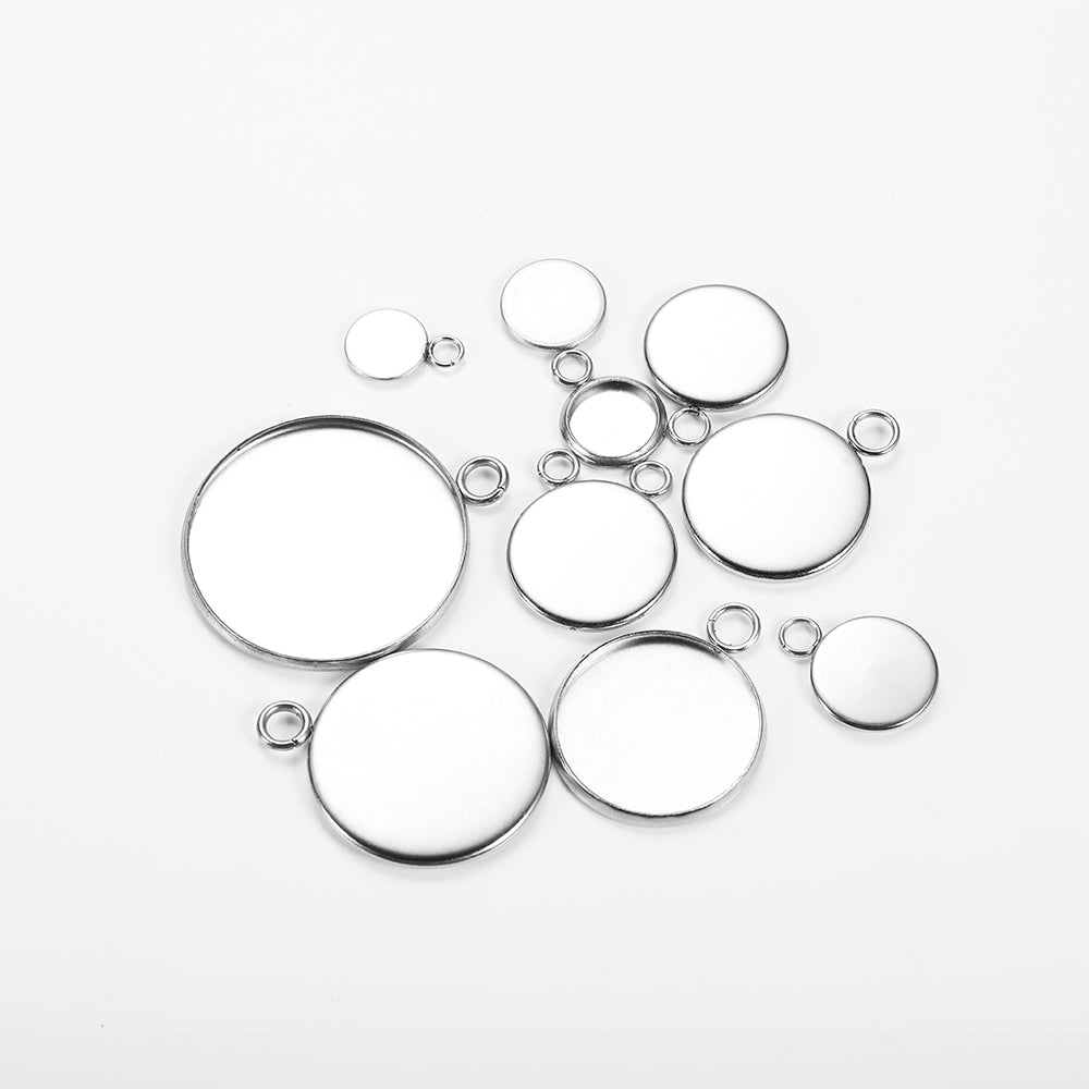 6-25mm Round Steel Pendant & Earring Base, 20pcs