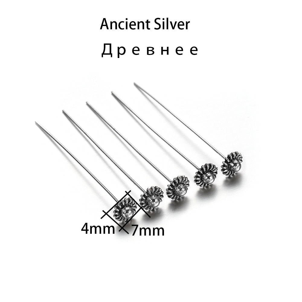 50mm Gold Flower Head Pins, 20pcs