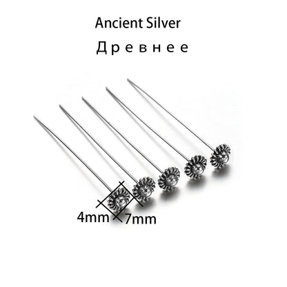 50mm Gold Flower Head Pins, 20pcs