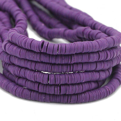 45 Colors 16" 6mm Flat Round Polymer Clay Beads