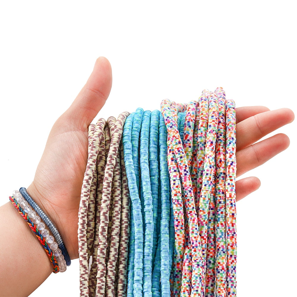 4-5mm Flat Round Polymer Clay Beads Mix