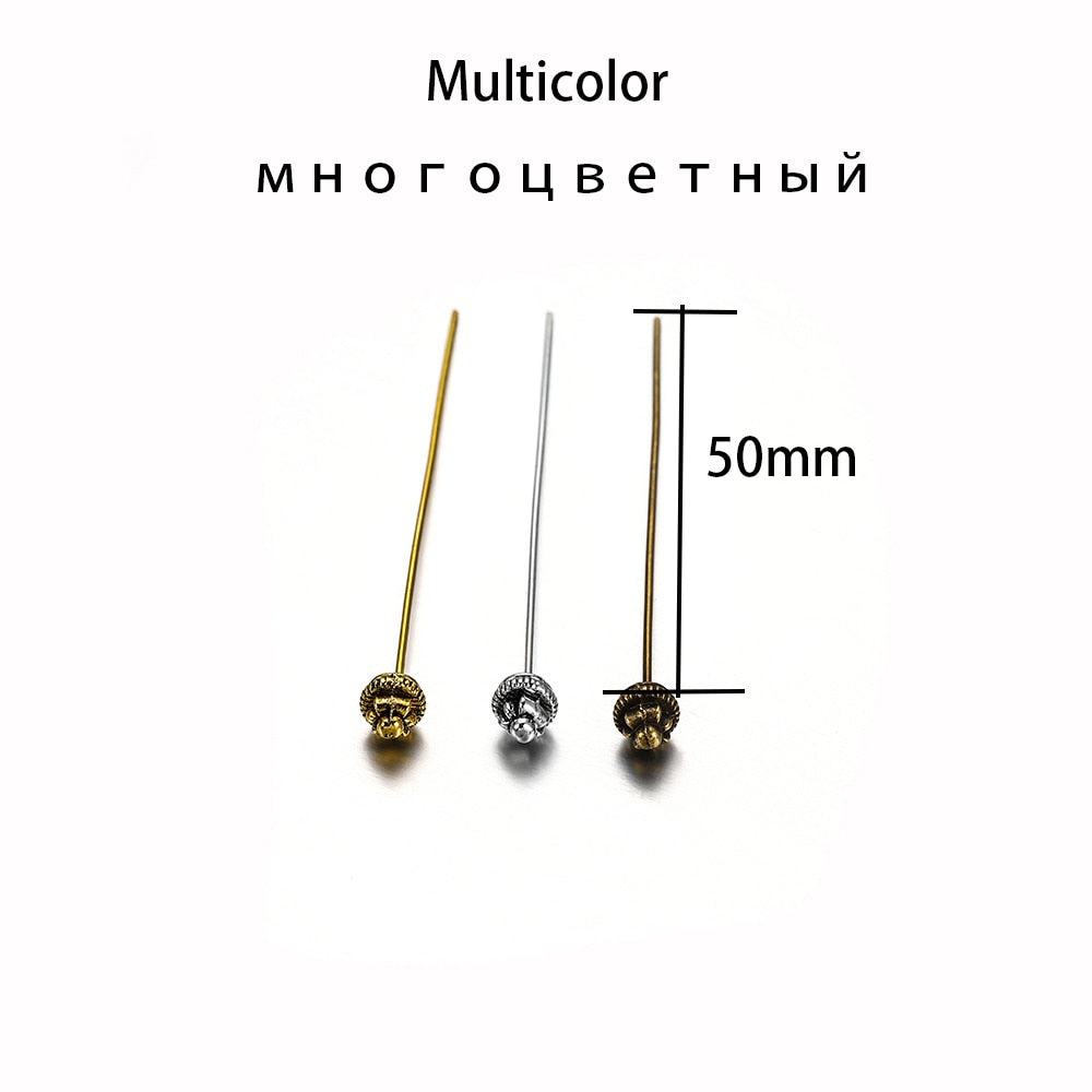 50mm Gold Flower Head Pins, 20pcs