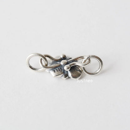 Solid .925 Sterling Silver S Hook Clasp, Oxidized Silver S-Hook Clasp Connector, Antiqued Silver Jewelry Finding